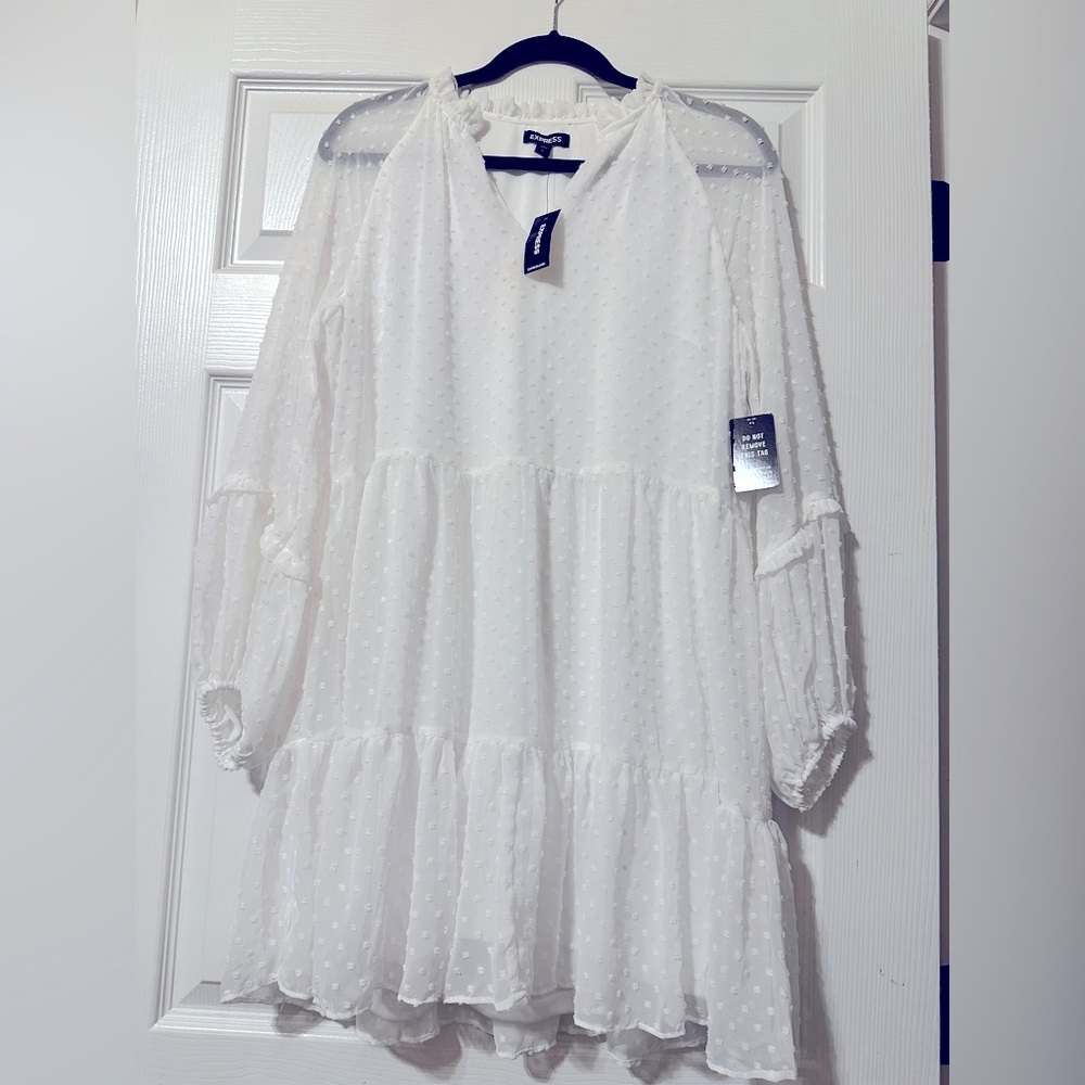 Express V neck Dot Trapeze Dress